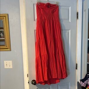 Elegant Coral Women's Midi Dress